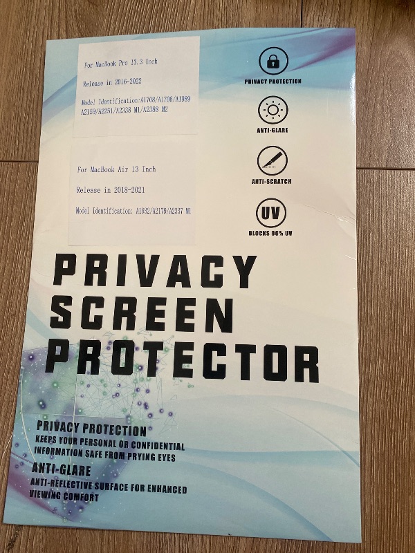 Photo 1 of Ceydebne Privacy Screen Protector for MacBook Pro 13 Inch (2016-2022, M1, M2) Removable Laptop Privacy Screen Shield Ultra-Thin Design