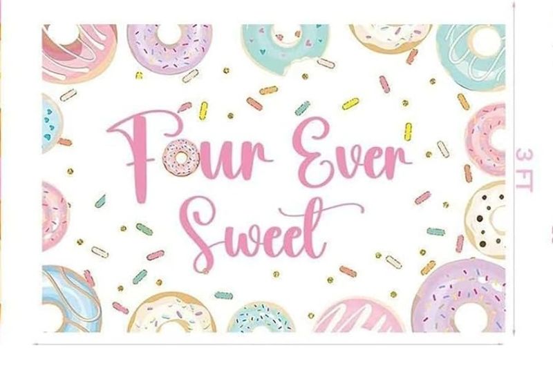 Photo 1 of 5x3 Four Ever Sweet Birthday Backdrop