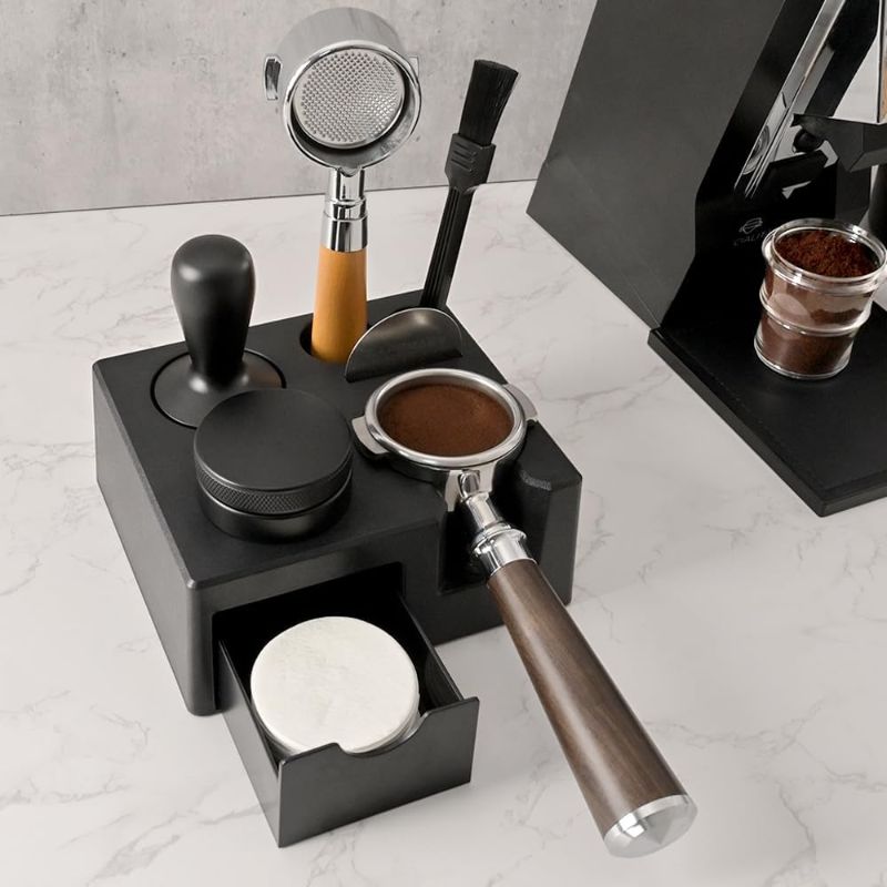 Photo 1 of CAFEMASY Espresso Tamping Station Organizer - Espresso Machine Accessories Coffee Tamper Station Holder for 54mm 53mm 51mm Epsresso Portafilter Coffee Tools Organzier for Baristas
