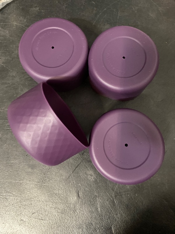 Photo 1 of 4PCS Silicone Water Bottle Boot for Owala 24oz, Protective Bottom Bumper Anti-Slip Sleeve for FreeSip, Twist, and Flip Stainless Steel Bottles, Dishwasher Safe and BPA Free(Dark Purple)