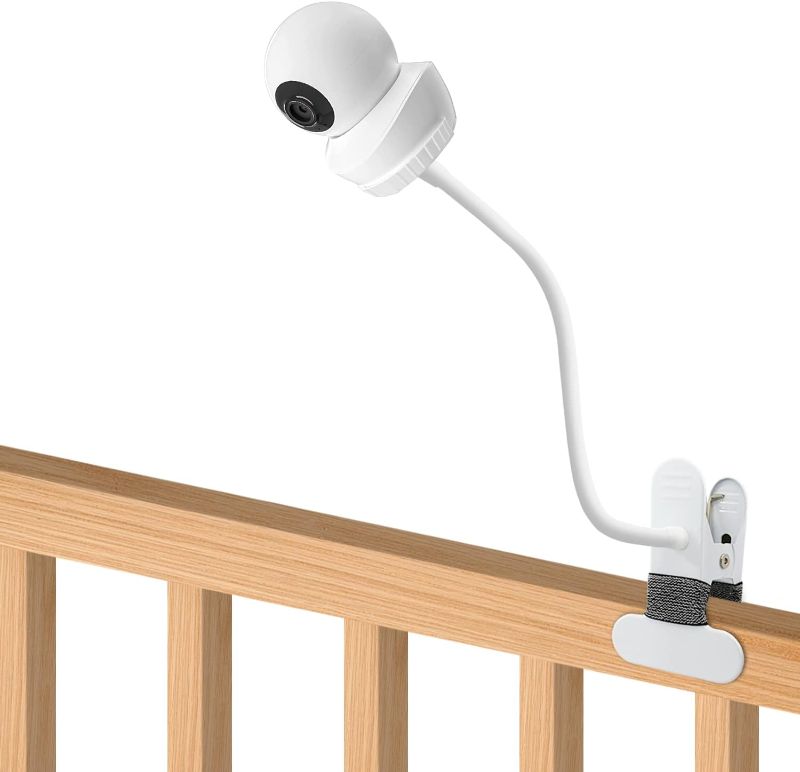 Photo 1 of Baby Monitor Mount Compatible with Babysense HD S2/ V43 Monitor and Other Baby Monitors with 1/4 Threaded Hole 15.7 inches Long Gooseneck Arm - White