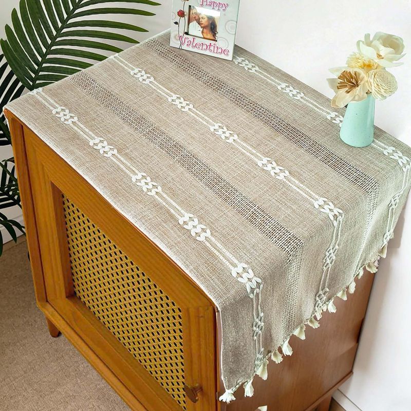 Photo 1 of 2in x 2in Plaid Round Tablecloth 48 Inch Cotton Linen Round End Table or nightstand
