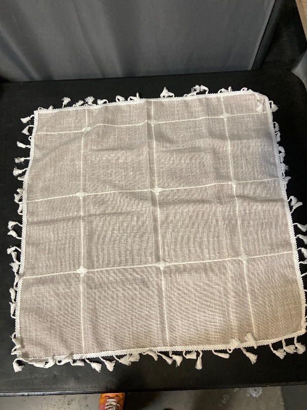 Photo 1 of 2in x 2in Plaid Round Tablecloth 48 Inch Cotton Linen Round End Table or nightstand
