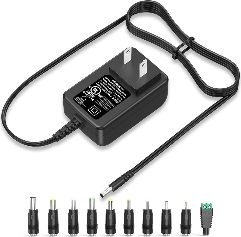 Photo 1 of 29V 1A 0.5A Charger Power Cord AC Adapter with 10 Interchangeable Jacks UL | 29W Power Supply DC 29V 1000mA 500mA Adaptor UL Listed PERFEIDY