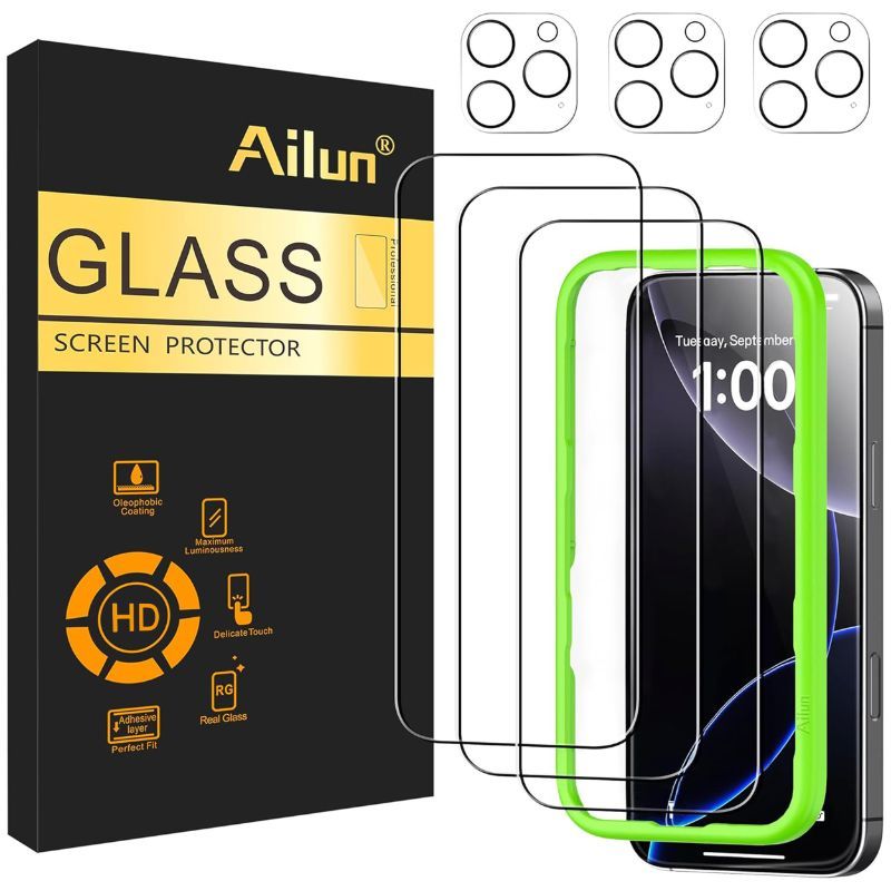 Photo 1 of 3+3 Pack Ailun Screen Protector + Camera Lens Protector for iPhone 16 Pro