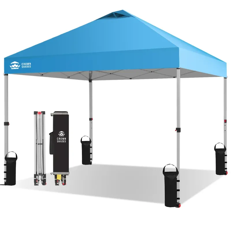 Photo 1 of CROWN SHADES 10x10 Pop Up Canopy Patented Center Lock One Push Instant Outdoor Canopy Tent Sky Blue