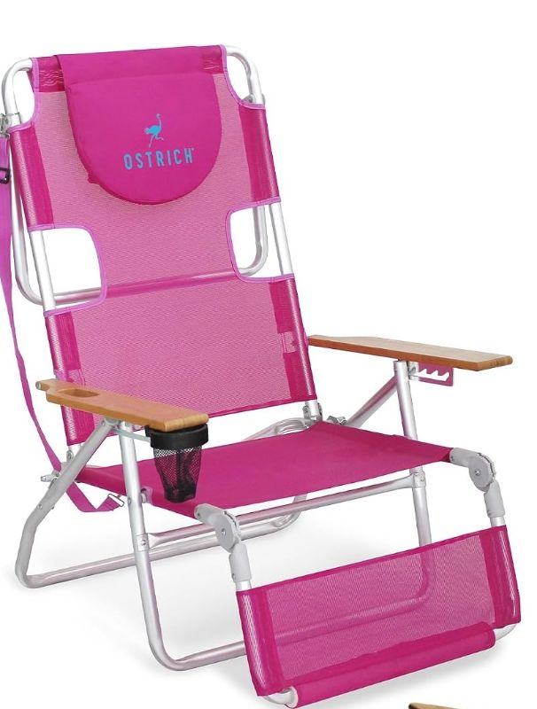 Photo 1 of Ostrich Original 3N1 Lightweight Beach Lounge Chair with Footrest, Pink