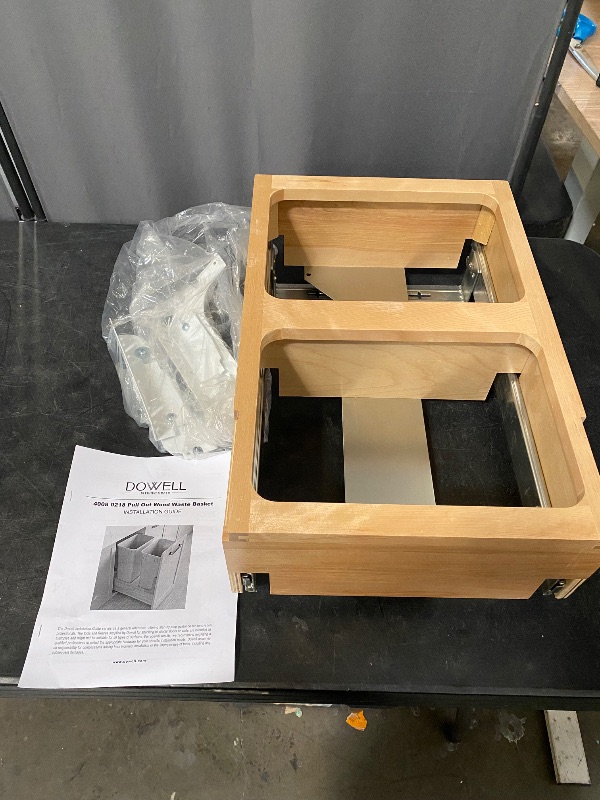 Photo 1 of Dowell 22" Double Pull Out Wood Waste Container with Full Extension Soft-Close Slides