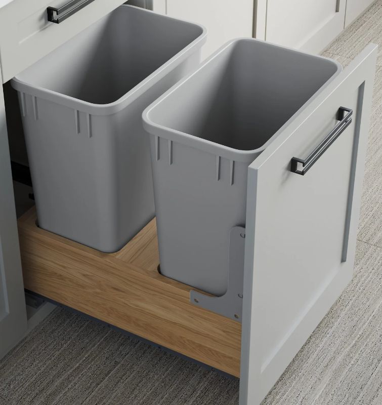 Photo 1 of Dowell 22" Double Pull Out Wood Waste Container with Full Extension Soft-Close Slides