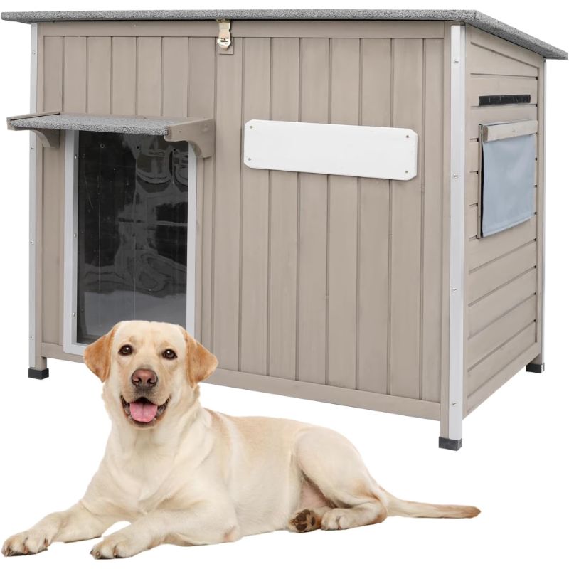 Photo 1 of PETSCOSSET Outdoor Dog House Wooden Pet House - Openable Roof, Removable Floor - Gray|Minor Damage seePhoto 3,4,5,6
