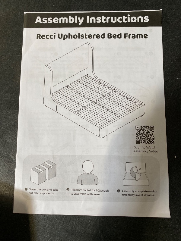Photo 1 of RECCI Queen Upholstered Platform Bed Frame with Tall Wingback Headboard