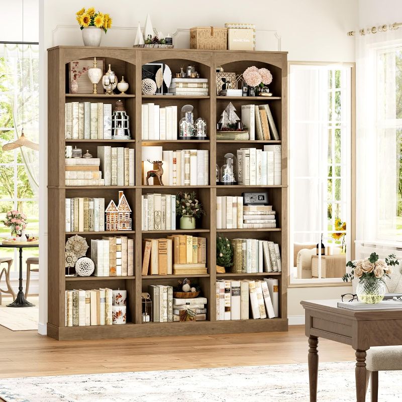 Photo 1 of 71" Triple Wide Bookshelf, 6 Tier Bookshelf, Large Arch Bookcase
