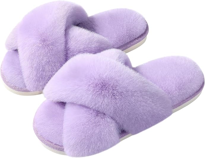 View 1 of Evshine Memory Foam Fuzzy House Slippers for Women
