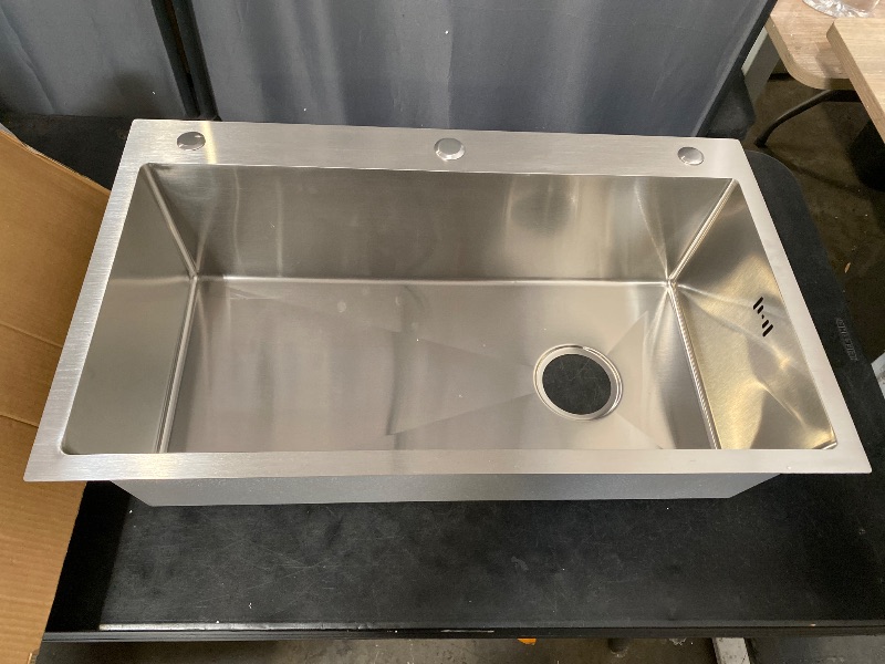 Photo 1 of 30 in. Drop-In/Undermount Single Bowl Sliver Stainless Steel Kitchen Sink with Faucet