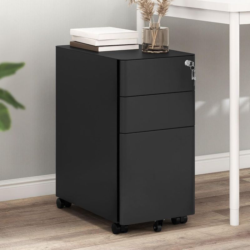 Photo 1 of 3-Drawer File Cabinet Lockable Mobile Filing Cabinet