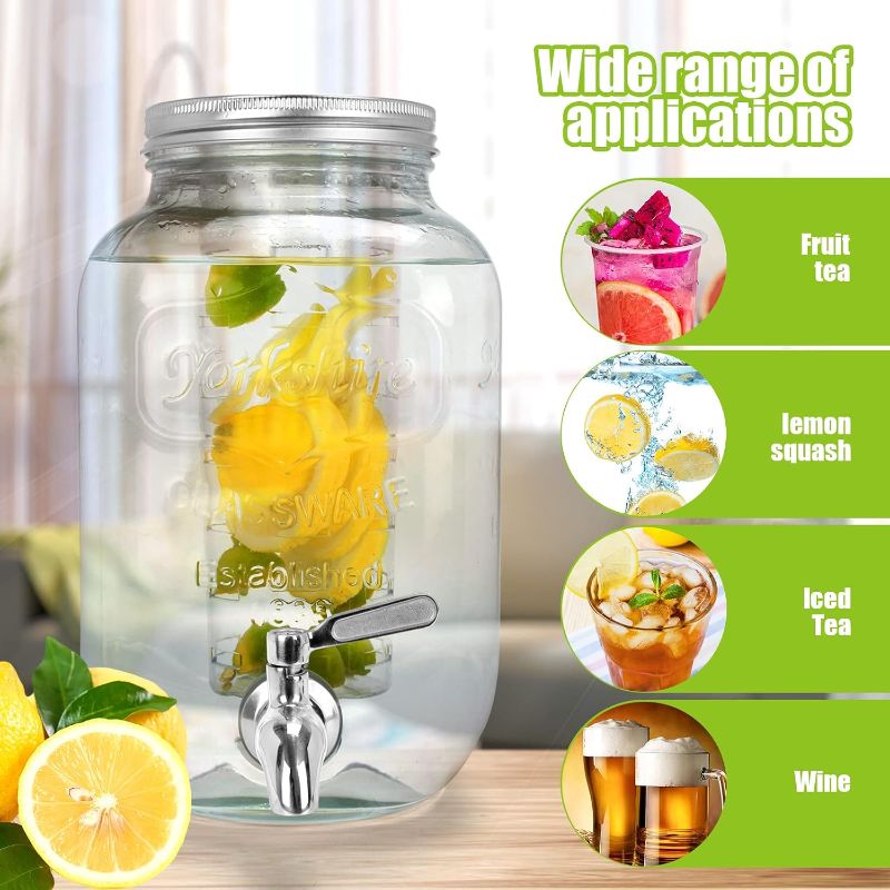 Photo 1 of Gallon Glass Drink Dispensers For Parties 2PACK.Beverage Dispenser,Glass Drink Dispenser With Stand And Stainless Steel Spigot