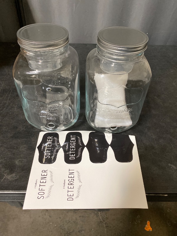 Photo 1 of Gallon Glass Drink Dispensers For Parties 2PACK.Beverage Dispenser,Glass Drink Dispenser With Stand And Stainless Steel Spigot