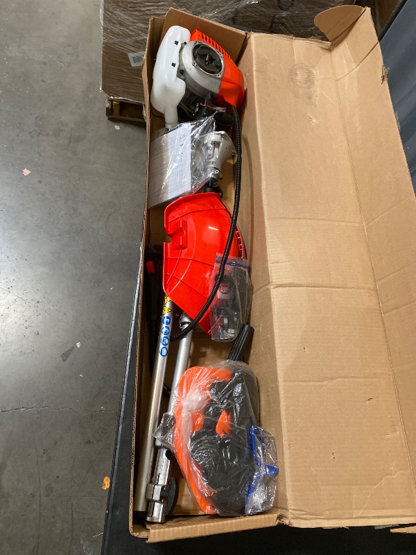 Photo 1 of 52CC Gas Power String Trimmer Cordless, 2 in 1 Multifunction Petrol Hedge Trimmer, Gas Lawn Mower Brush Cutter, 2-Stroke Weed Wacker, for Lawn, Garden, etc (2 in 1 red)