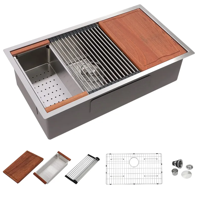 Photo 1 of 36" × 19" Undermount Workstation Stainless Steel Kitchen Sink – DC-U7711