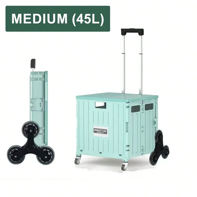 Photo 1 of Folded Portable Lightweight Cart 10Gal/14.3Gal, Collapsible Trolley, Portable Small Trailer, Removable Plastic Travel Storage Box