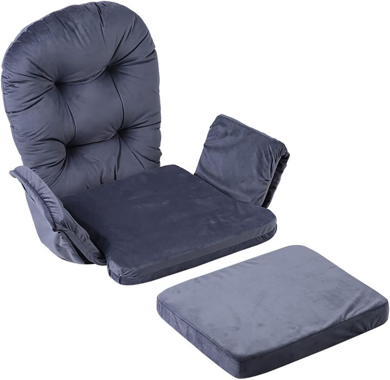 Photo 1 of Gray Velvet Chair Cushion Set, Anti Slip Hook Loop
