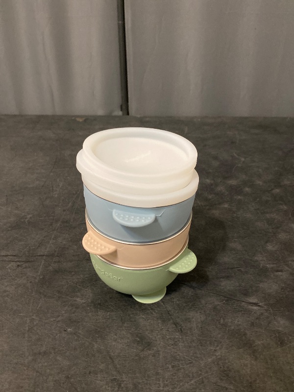 View 2 of PandaEar 3 Pack Stainless Steel Baby Suction Bowls, Non-Slip Child Food Bowl with Silicone Sleeve for Kids Toddlers Infants, Unbreakable & Mess Free (Blue Green Beige, With Lids)