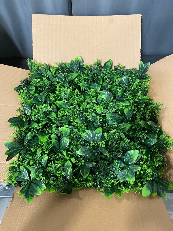 View 2 of 4pc 20"x20" ULAND Artificial Grass Wall Panels Greenery Backdrop Décor