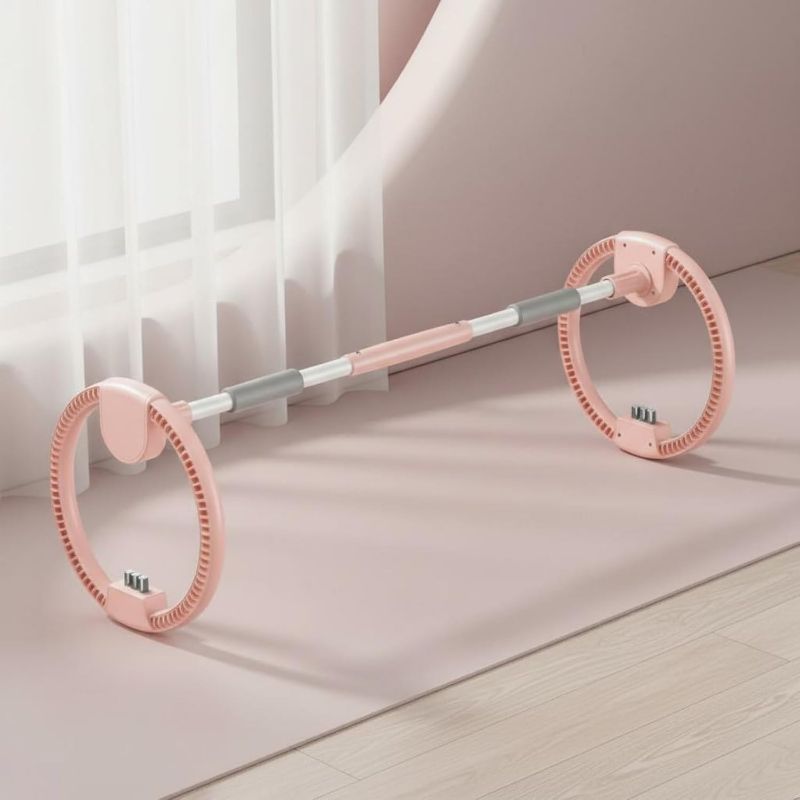 Photo 1 of Pink Ergonomic Design Multifunctional Fitness Hoop Adjustable Resistance Weighted Exercise Circle Silent Bearings Double Wheel Bar Smart Timer for Women