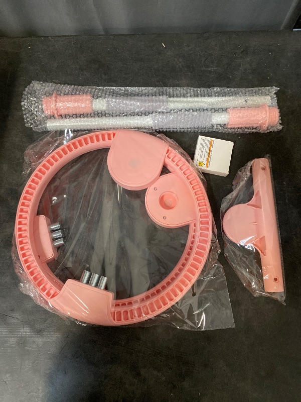 View 2 of Pink Ergonomic Design Multifunctional Fitness Hoop Adjustable Resistance Weighted Exercise Circle Silent Bearings Double Wheel Bar Smart Timer for Women
