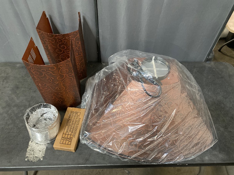 View 2 of 30 in. Convertible Wall Mount in Embossed Copper Vine Design Kitchen Range Hood with Lights