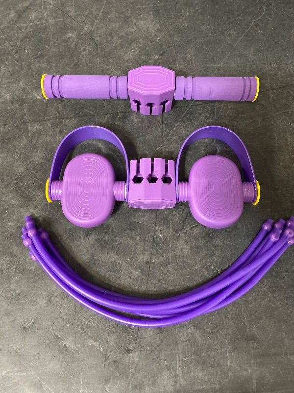 View 2 of Wysperix Multifunction Foot Pedal Resistance Bands with Handles, 6-Tube Adjustable Elastic Yoga Exercise Bands, Home Gym Fitness Equipment for Abdomen, Core, Waist, Arm, Leg Stretching (Flex-Purple)