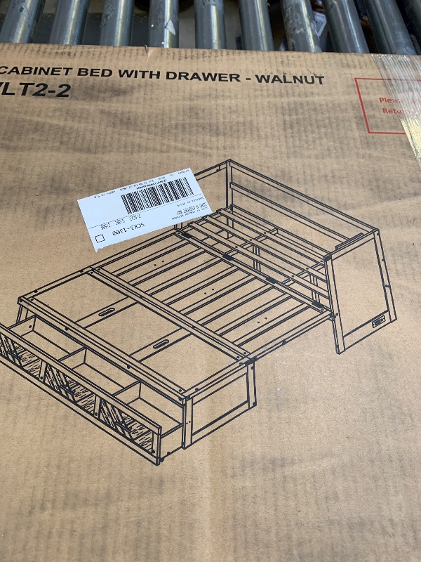 Photo 1 of queen murphy cabinet bed with drawers - walnut