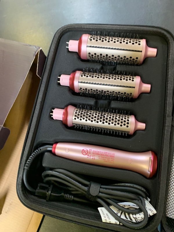 Photo 1 of Wavytalk Heatwave Pro Ionic Thermal Brush Set, 3-Size Heated Round Brush for Short to Long Hair, Bilateral Negative Ions for Frizz-Free Shiny Blowout, Pink