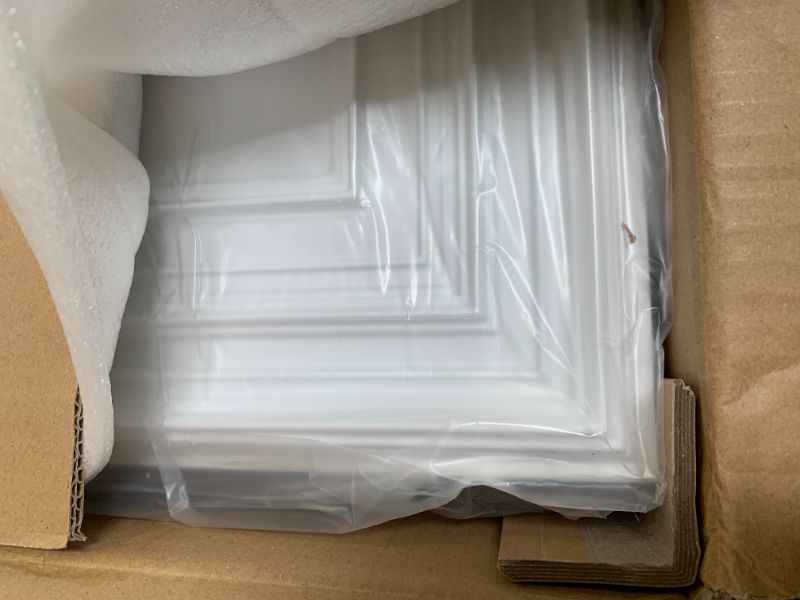 Photo 1 of Nuanchu 90 Pcs Drop Ceiling Tiles 12 x 12 Inch PVC Ceiling Tiles Glue up Cuttable Paintable DIY Wall Panels 3D Decorative for Bathroom Interior Kitchen TV Background (White)
