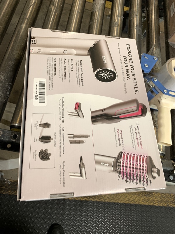 Photo 1 of Shark Flex Fusion Hair Straightener & Powerful Hair Dryer with Fusion Hair Brush, Air Styler with Auto-Wrap Hair Curlers, Concentrator, & Frizz Fighter, Metallic Mist, HD651S