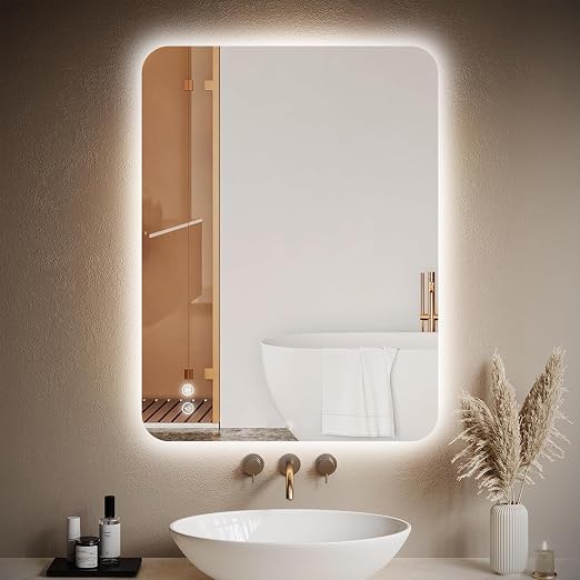 Photo 1 of Backlit Mirror for Bathroom,36"x24" Backlit LED Bathroom Mirror Wall Mounted with Anti-Fog,Stepless Dimmable,3 Color Lights,High Lumen, UL Listed,Tempered Glass