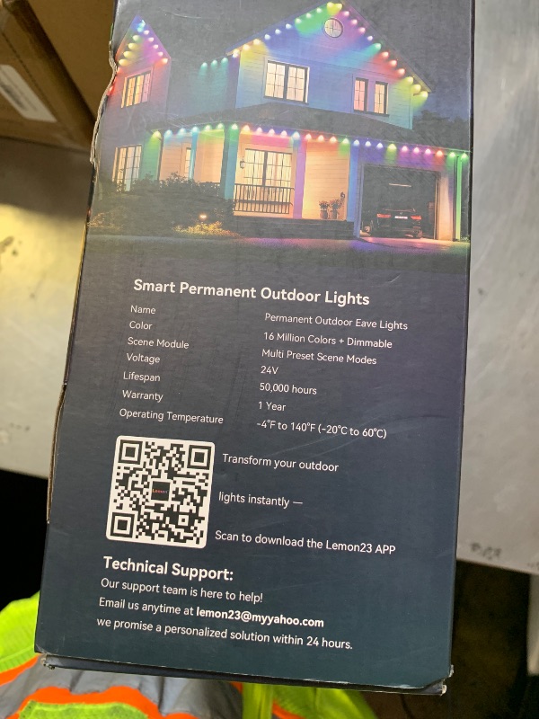 Photo 1 of lemonlovely Permanent Outdoor Lights Pro, 200ft with 100 LED Smart IC+RGBCW Christmas Halloween Eaves Lights for House Daily and Holiday Decor, IP67 Waterproof, with APP & Remote Control