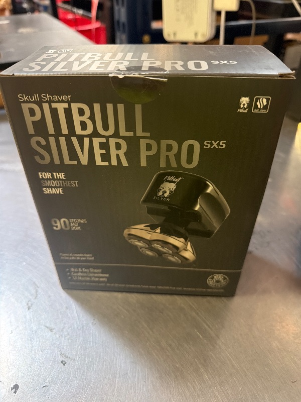 View 3 of Skull Shaver Pitbull Silver PRO SX5 — Head & Face Shaver for Bald Men | Cordless Wet/Dry Rotary Razor