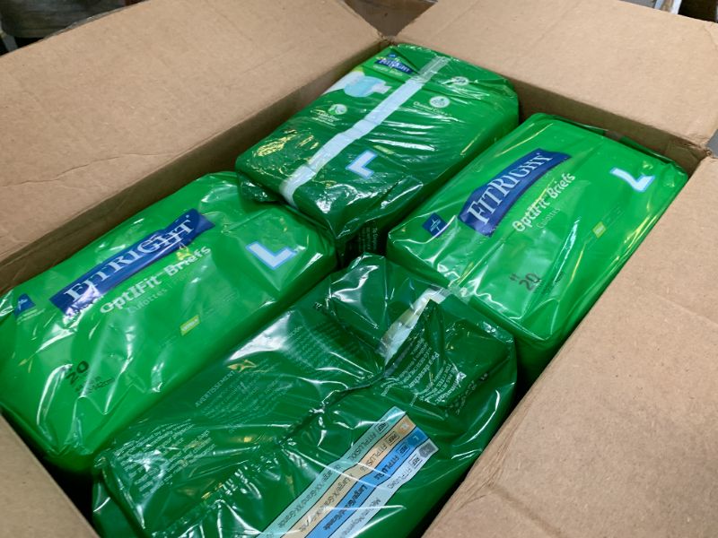 Photo 1 of FitRight Adult Diapers, Extra+ Heavy Absorbency, M (Waist Size 32in-44in), 80 Count, OptiFit Incontinence Briefs for Men and Women, Disposable, Moisture-Wicking, Leak Protection,
