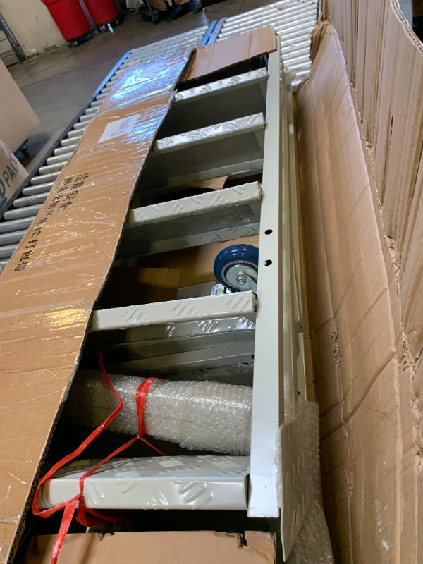 Photo 1 of ?6-Step Rolling Ladder with Handrails Lockable Wheels, Rolling Stairs with 51" Heigh Anti-Slip Platform with Fencehail, Industrial Platform Ladder for Supermarket Warehouse Factory, 19.6" W x74.7 H