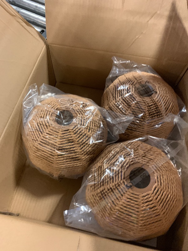 Photo 1 of AyshwillDec 3 Pack Wicker Pendant Light Natural Woven Pendant Light Boho Chandelier Light Fixture Dome Rustic Farmhouse Pendant Lights Rattan Light Fixture for Dining Room Kitchen Island (Bulb Incl.)
