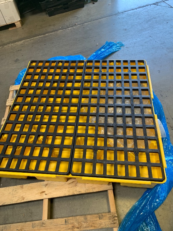 Photo 1 of Eagle Square 4 Drum Spill Containment Pallet with Drain, Made in USA,Yellow