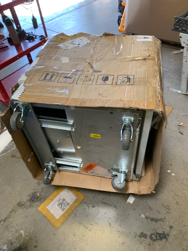 Photo 1 of VEVOR 60" W Commercial Freezer, 14.8 Cu.Ft Worktop Freezers Undercounter with LED Auto Lighting and Lockable Door, 2 Doors Food Freezing Prep Worktable, Stainless Steel Prep Frozen Table with Casters