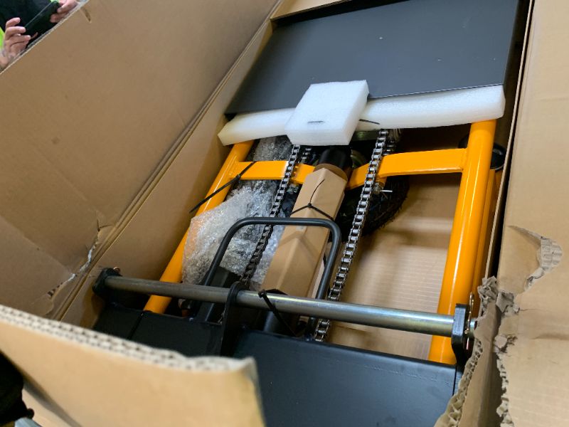 Photo 1 of MMS Foldable Hydraulic Material Lift Winch Stacker, 450 Lbs 35.8" Max Lift w/ 9" Wheels 360° Swivel Casters, Pallet Truck Dolly, Fork Lift Table Cart, Pallet Jack, Removable Platform, Adjustable Forks