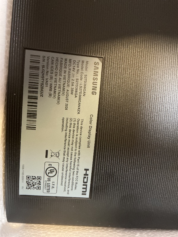 Photo 5 of Samsung 27" Essential S3 (S36GD) Series FHD 1800R Curved Computer Monitor
