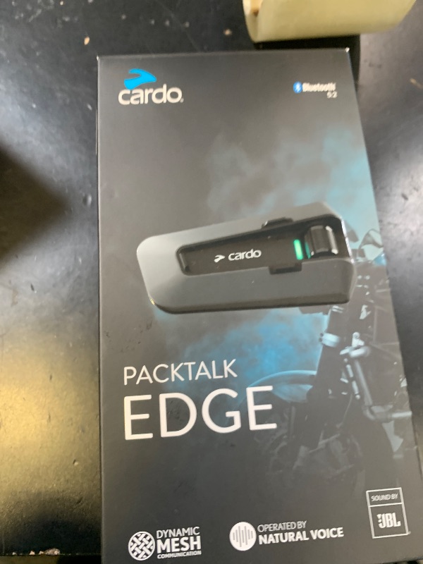 Photo 1 of Cardo PACKTALK Edge Motorcycle Bluetooth Communication System Headset Intercom - Single Pack