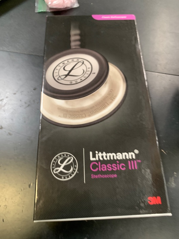 Photo 1 of 3M Littmann Classic III Monitoring Stethoscope, 5803, More Than 2X as Loud, Weighs Less, Stainless Steel Black-Finish Chestpiece, 27" Black Tube, Stem and Headset