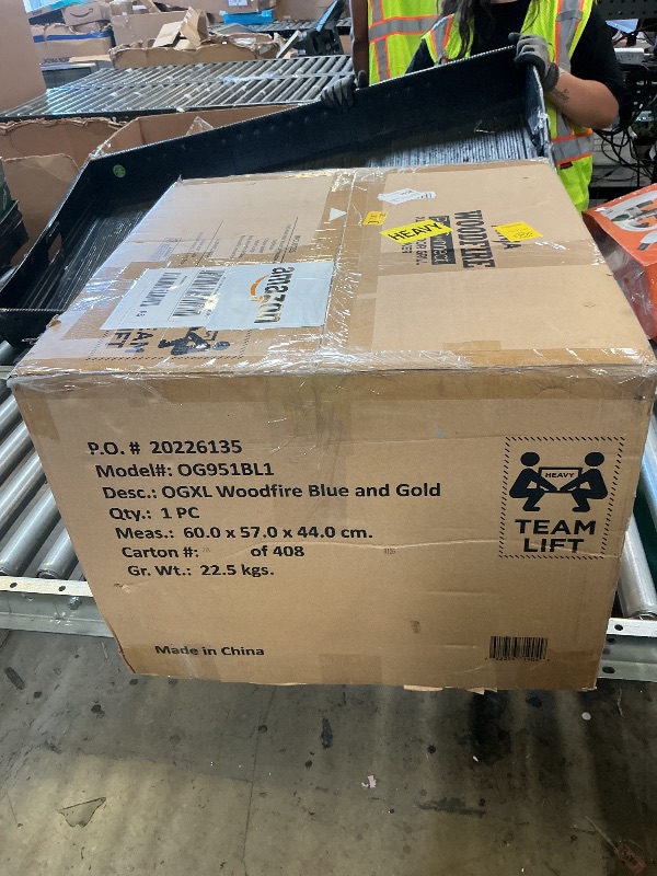 Photo 1 of Ninja Woodfire Pro Connect XL Outdoor Grill & Smoker | Bluetooth, App Enabled | 7-in-1 Grill, BBQ Smoker, Outdoor Air Fryer | Woodfire Technology | Built-In Thermometer | Blue & Gold| OG951BL1
