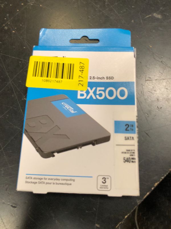 Photo 1 of Crucial BX500 2TB 3D NAND SATA 2.5-Inch Internal SSD, up to 540MB/s - CT2000BX500SSD1, Solid State Drive