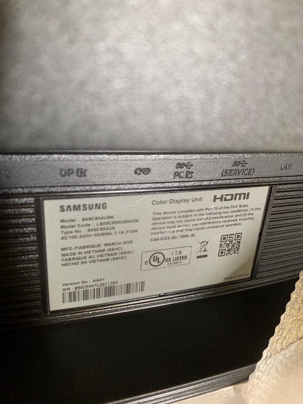 Photo 1 of Samsung 49” Business Curved Ultrawide Dual QHD Computer Monitor, USB-C, DisplayPort, HDMI, 120Hz, VESA DisplayHDR 400, Built-in Speakers, Height Adjustable Stand, Eye Care, LS49C954UANXZA, 2024